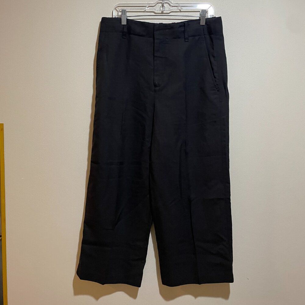 Vince Black Linen Blend High Waist Wide Leg Crop Pants - Picture 3 of 14